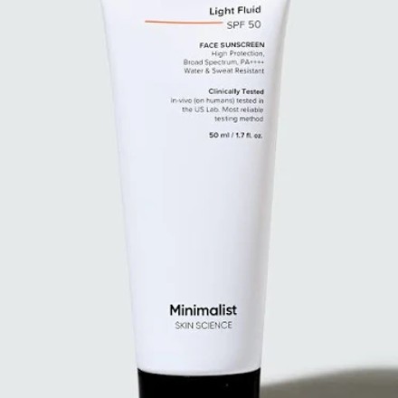 Minimalist Light Fluid SPF 50 Face Sunscreen